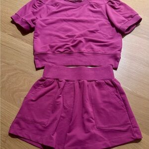 Habitual Fuchsia Knit outfit;  Top and Shorts
